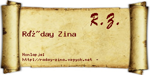 Ráday Zina névjegykártya